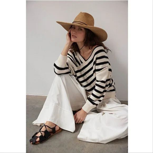 FREE PEOPLE Sunny Gilly Flats Wrap SANDALS Size 9 Black Woven Leather NEW $128 - Picture 15 of 15